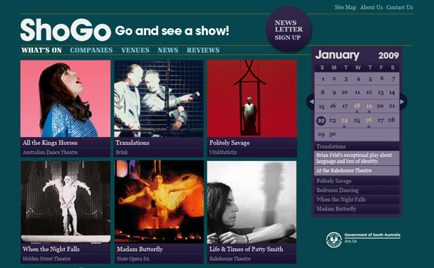 A screenshot of the ShoGo show listing page.